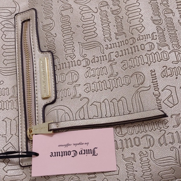 NWT Juicy Couture Word Play Gold Embossed Metallic Tote Bag - Picture 3 of 16